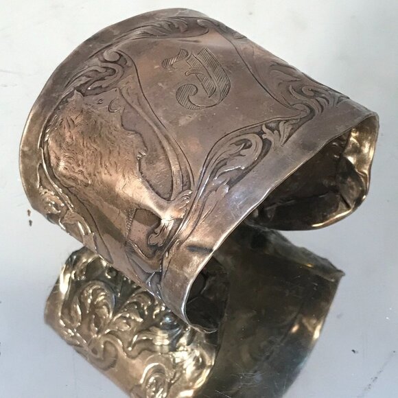 Sterling Spoon Ring Cuff Bracelet 925 Silver Lion Baroque Rococo Medieval Armor - Picture 8 of 11